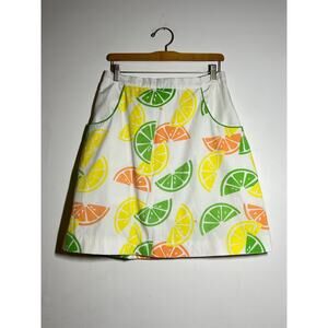 VTG The Vested Gentress Citrus Print Cotton Blend A-Line Knee Length Skort 16